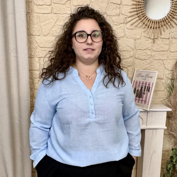 J714 - Blouse unie fluide (T44-T52) - bleu-ciel - 52