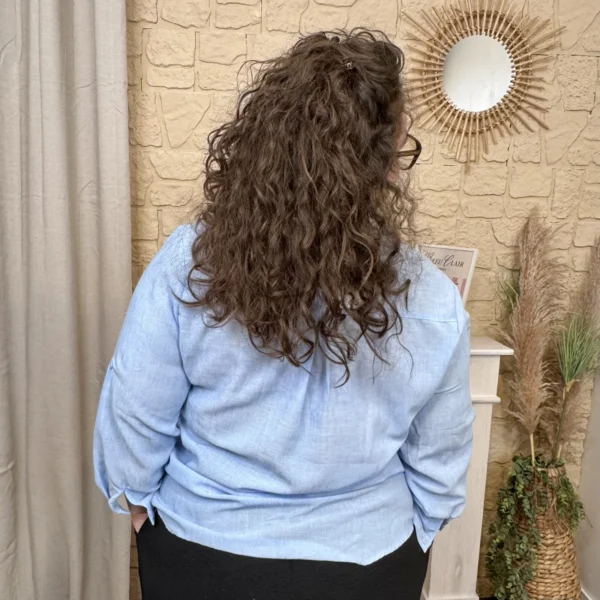 J714 - Blouse unie fluide (T44-T52) - bleu-ciel - 52