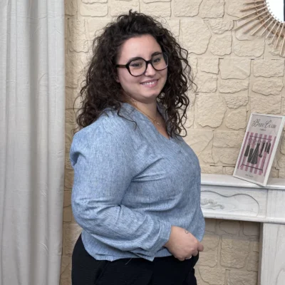 J714 - Blouse unie fluide (T44-T52) - bleu-jeans - 52