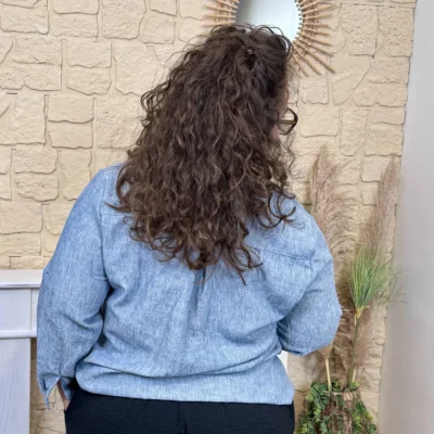 J714 - Blouse unie fluide (T44-T52) - bleu-jeans - 52