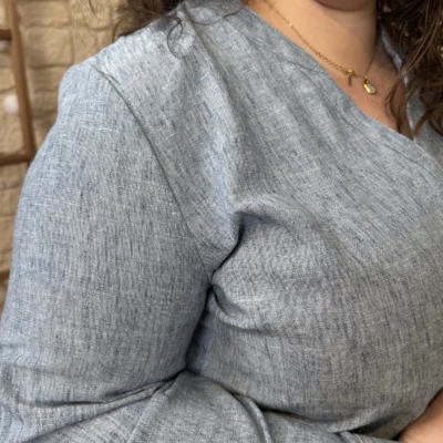 J714 - Blouse unie fluide (T44-T52) - bleu-jeans - 52