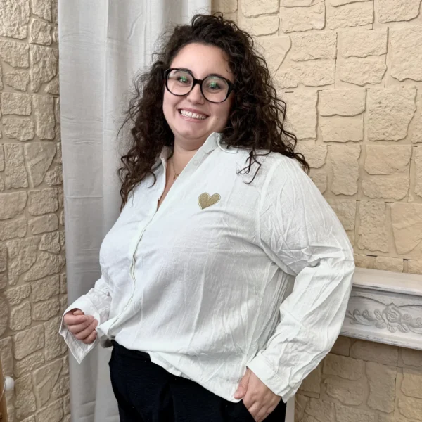 J752 - Blouse "coeur" (T40-T48) - blanc - 48