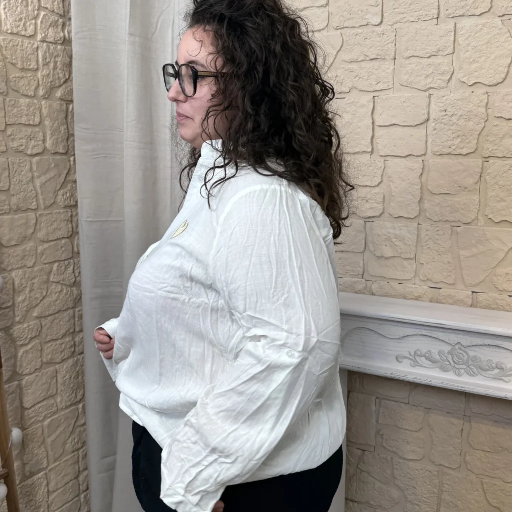 J752 - Blouse "coeur" (T40-T48) - blanc - 48