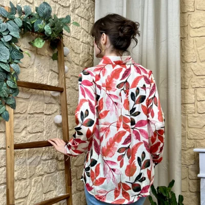 I804 - Chemise Feuillages (T36-T38) - corail - 38