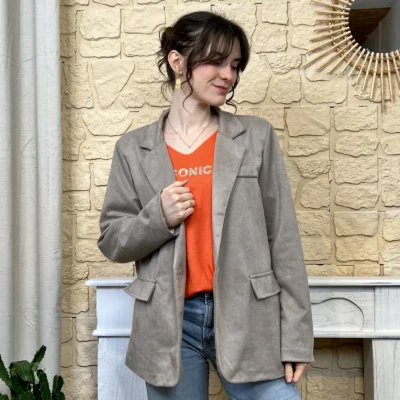 I793 - Veste blazer (TU) - taupe - taille-unique