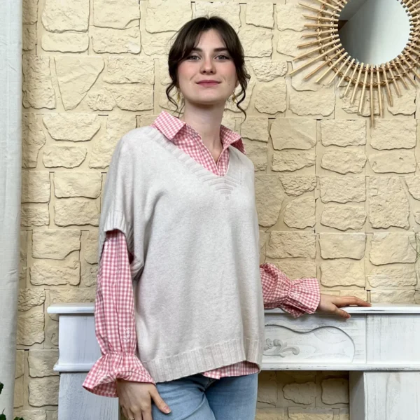 I780 - Pull sans manche (TU) - beige - taille-unique