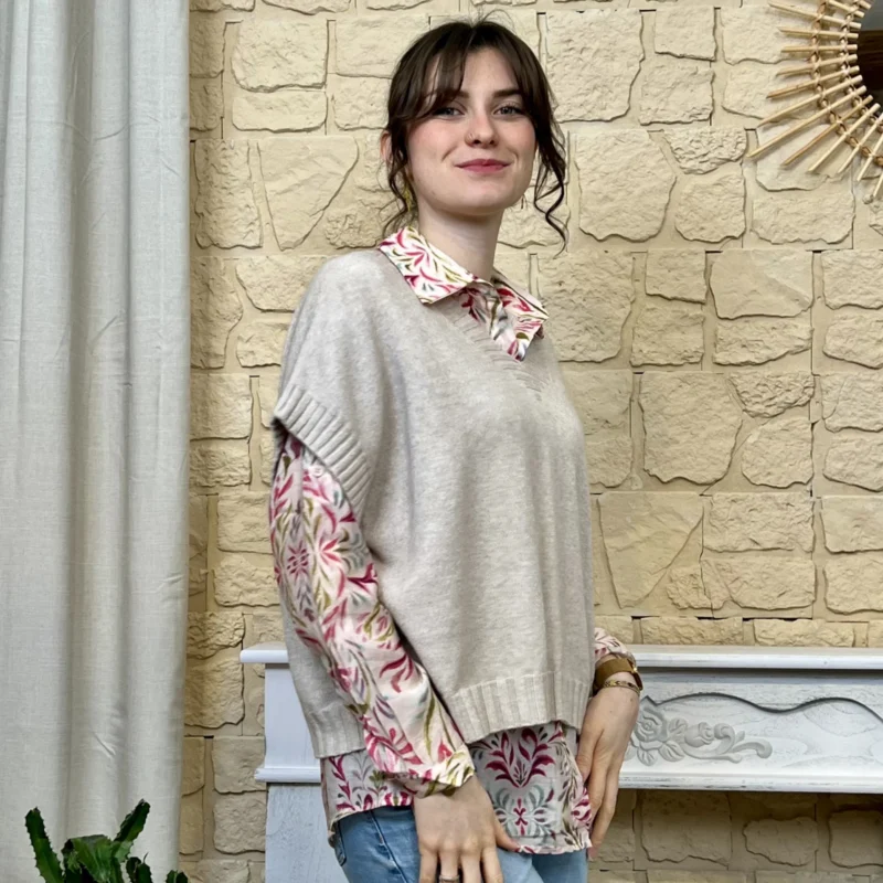 Pull sans manche (TU) - beige-fonce - taille-unique