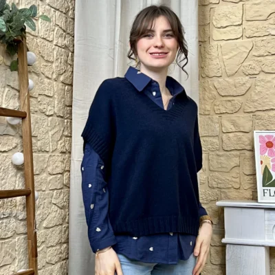 I780 - Pull sans manche (TU) - marine - taille-unique