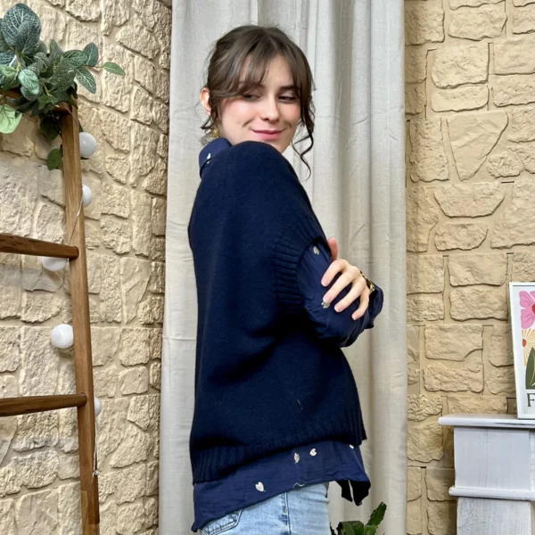 I780 - Pull sans manche (TU) - marine - taille-unique