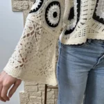 Pull en crochet "Version Féminn" - beige - taille-unique