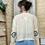 Pull en crochet "Version Féminn" - beige - taille-unique