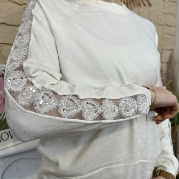 I770 - Pull fantaisies (TU) - ecru - taille-unique