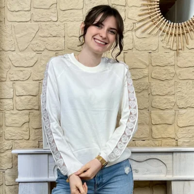 I770 - Pull fantaisies (TU) - ecru - taille-unique