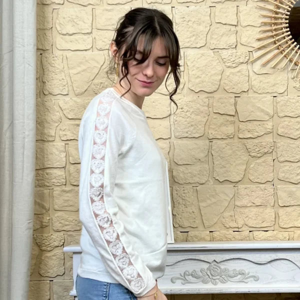 I770 - Pull fantaisies (TU) - ecru - taille-unique