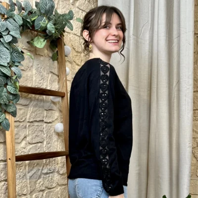 I770 - Pull fantaisies (TU) - noir - taille-unique