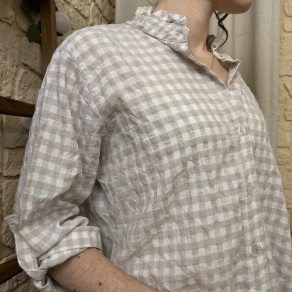I767 - Chemise à carreaux (TU) - beige - taille-unique