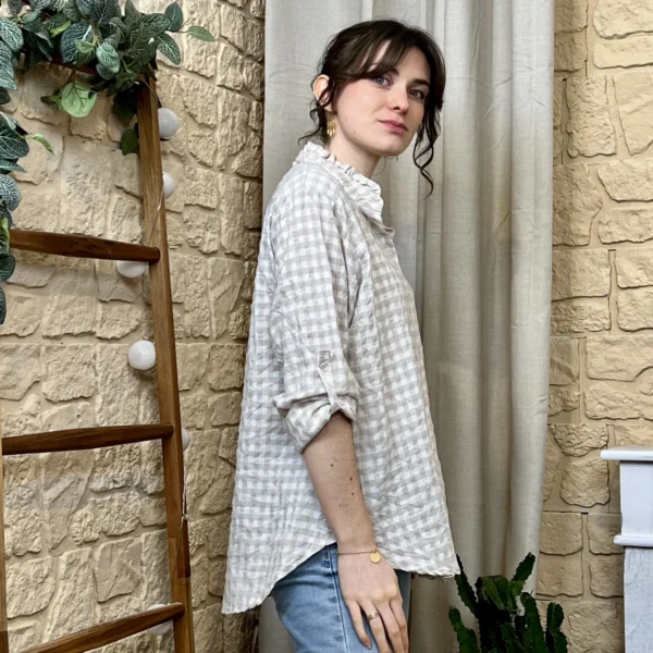 I767 - Chemise à carreaux (TU) - beige - taille-unique