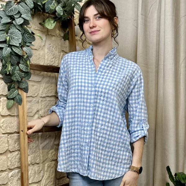I767 - Chemise à carreaux (TU) - bleu-ciel - taille-unique