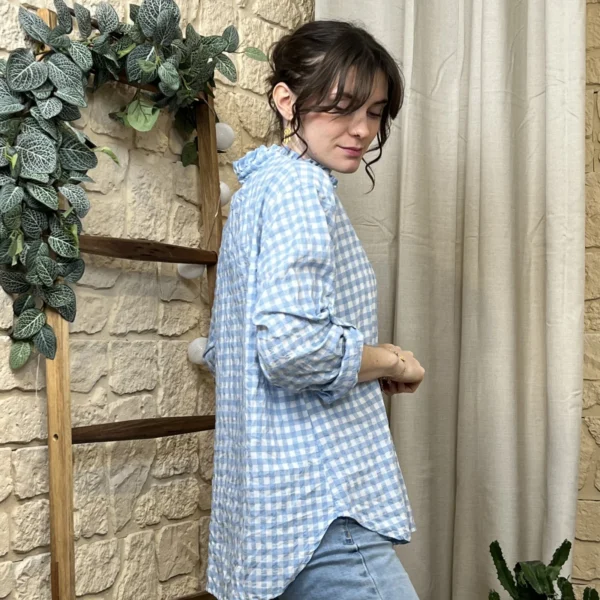 I767 - Chemise à carreaux (TU) - bleu-ciel - taille-unique