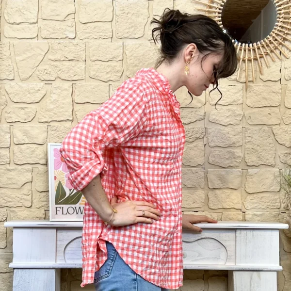 I767 - Chemise à carreaux (TU) - corail - taille-unique