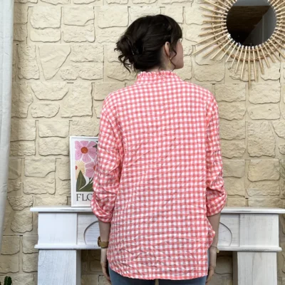 I767 - Chemise à carreaux (TU) - corail - taille-unique