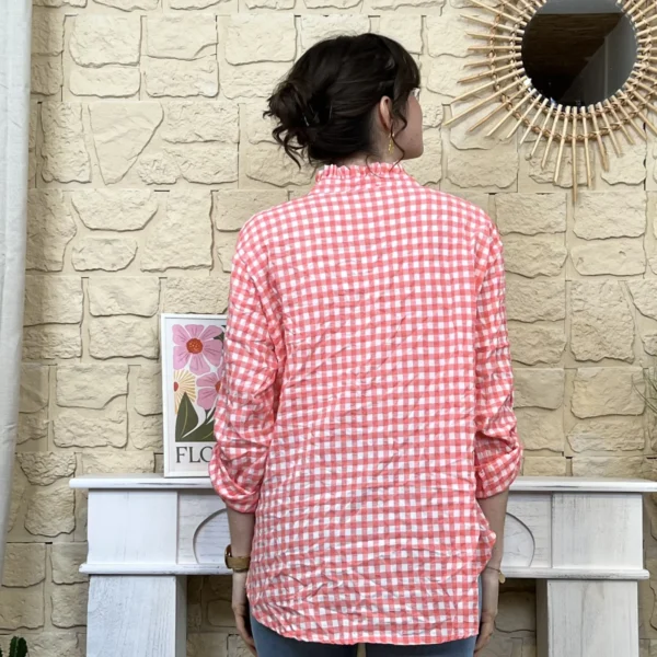I767 - Chemise à carreaux (TU) - corail - taille-unique