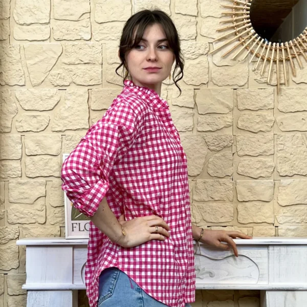 I767 - Chemise à carreaux (TU) - fuchsia - taille-unique