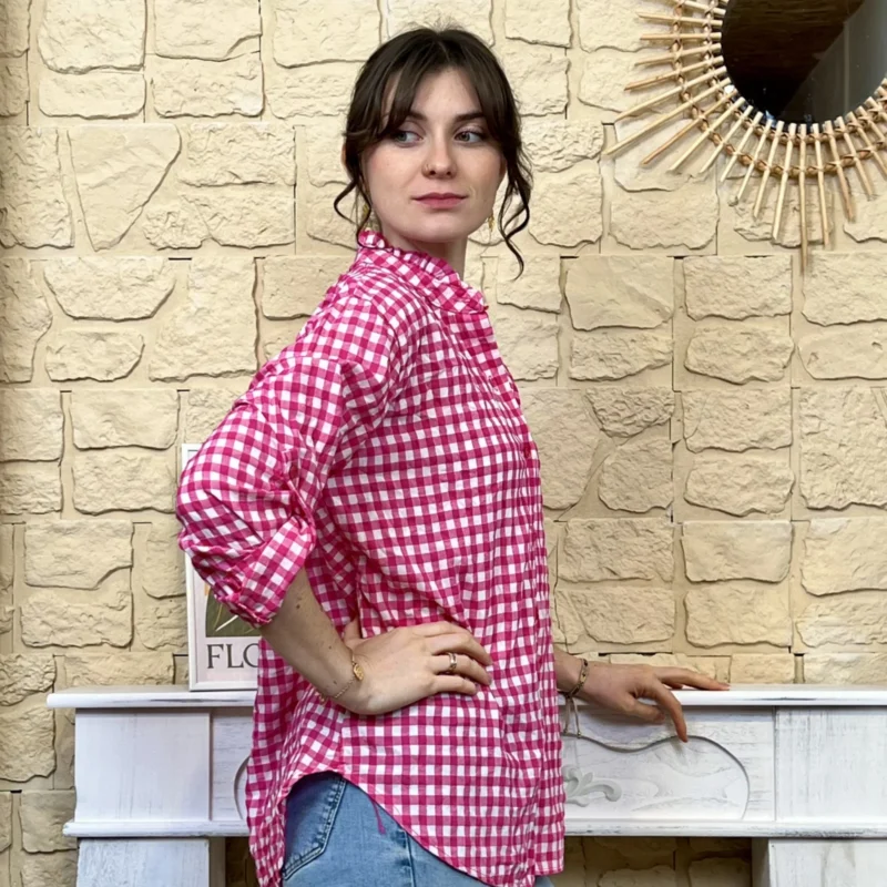 I767 - Chemise à carreaux (TU) - fuchsia - taille-unique