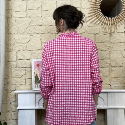 I767 - Chemise à carreaux (TU) - fuchsia - taille-unique