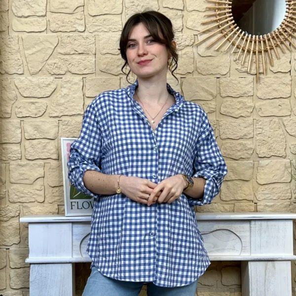 I767 - Chemise à carreaux (TU) - marine - taille-unique