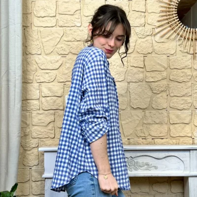 I767 - Chemise à carreaux (TU) - marine - taille-unique