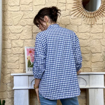 I767 - Chemise à carreaux (TU) - marine - taille-unique