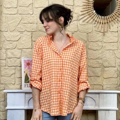 I767 - Chemise à carreaux (TU) - orange - taille-unique