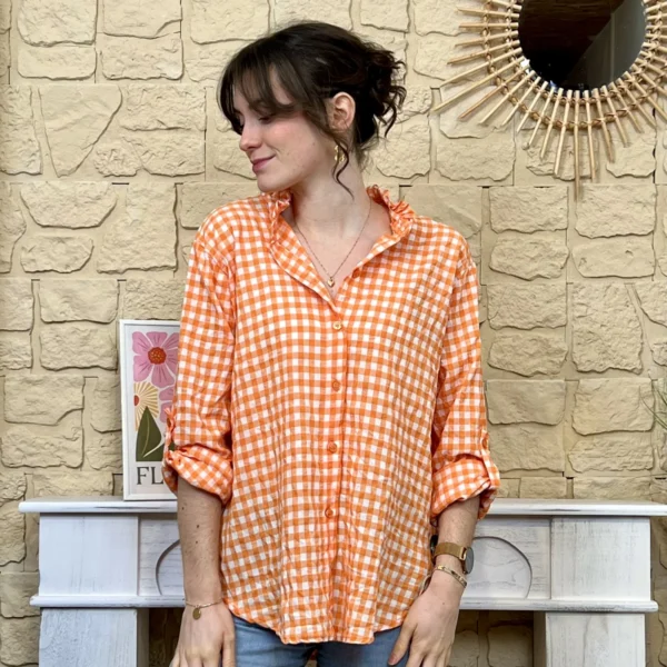 I767 - Chemise à carreaux (TU) - orange - taille-unique