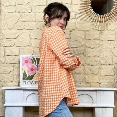 I767 - Chemise à carreaux (TU) - orange - taille-unique