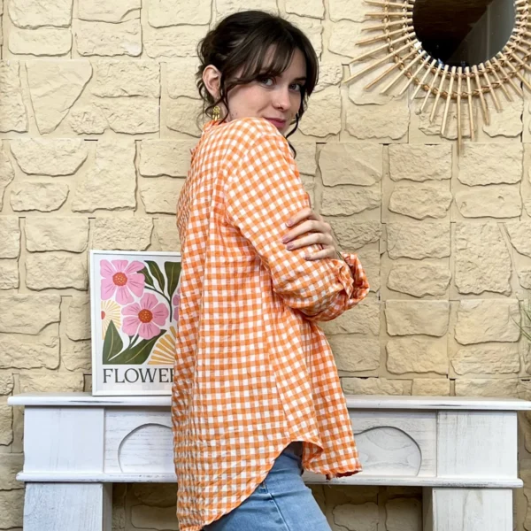I767 - Chemise à carreaux (TU) - orange - taille-unique