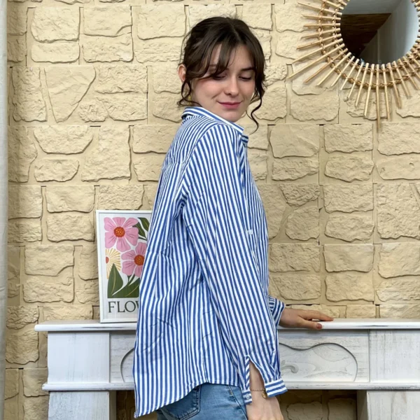 I760 - Chemise rayée coeur (T36-T38) - bleu-royal - 38