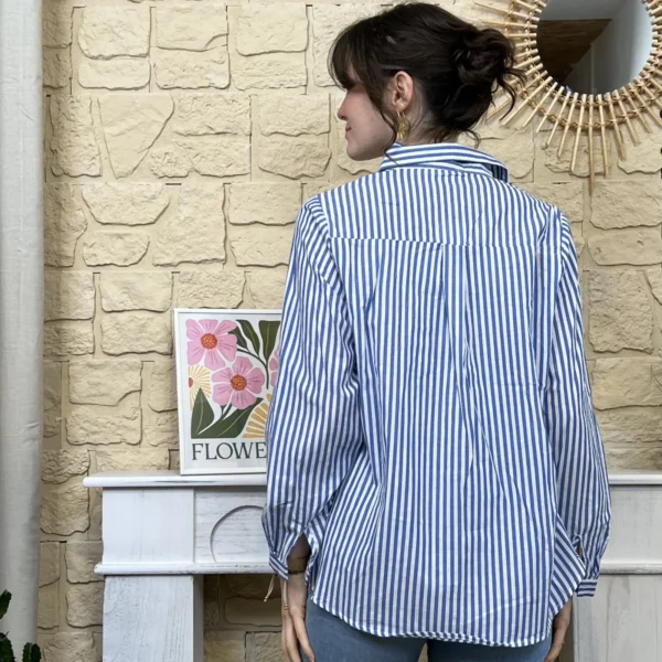 I760 - Chemise rayée coeur (T36-T38) - bleu-royal - 38