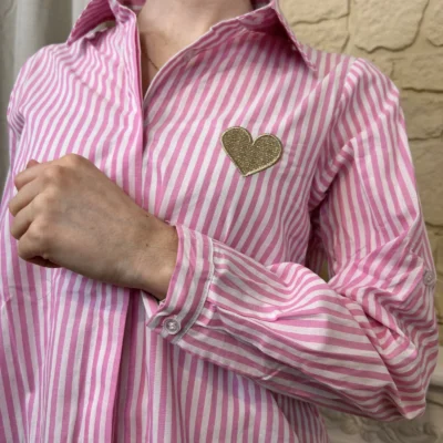 I760 - Chemise rayée coeur (T36-T38) - rose - 38