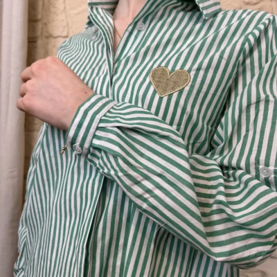 I760 - Chemise rayée coeur (T36-T38) - vert-bresil - 38