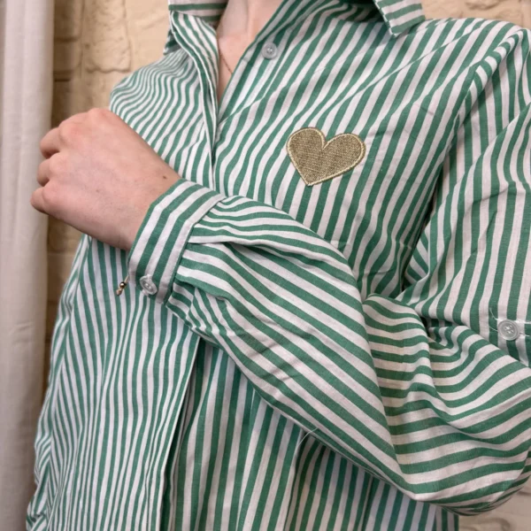 I760 - Chemise rayée coeur (T36-T38) - vert-bresil - 38