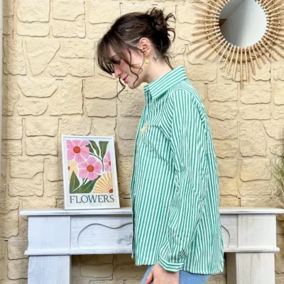 I760 - Chemise rayée coeur (T36-T38) - vert-bresil - 38