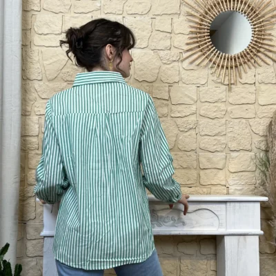 I760 - Chemise rayée coeur (T36-T38) - vert-bresil - 38