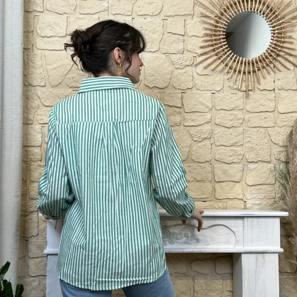 I760 - Chemise rayée coeur (T36-T38) - vert-bresil - 38