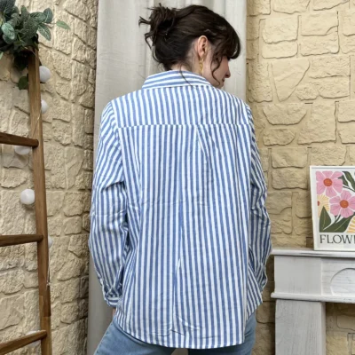 I779 - Chemise rayée (T36-T38) - bleu-indigo - 38