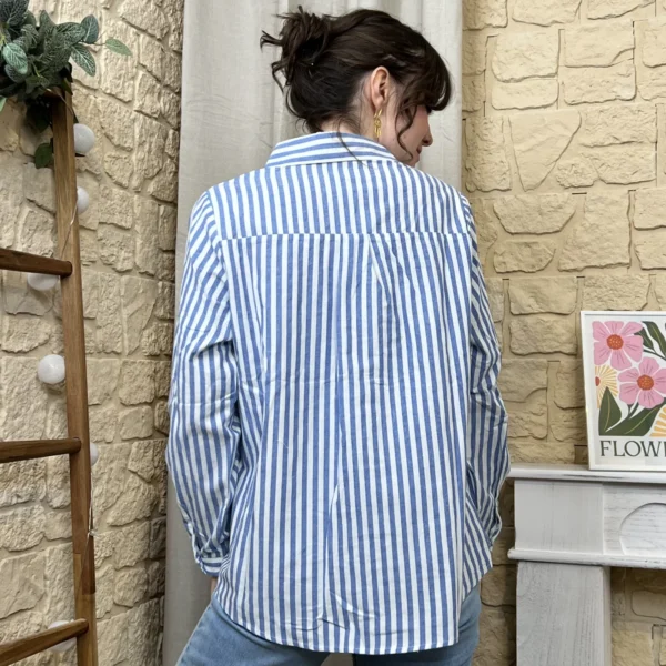 I779 - Chemise rayée (T36-T38) - bleu-indigo - 38