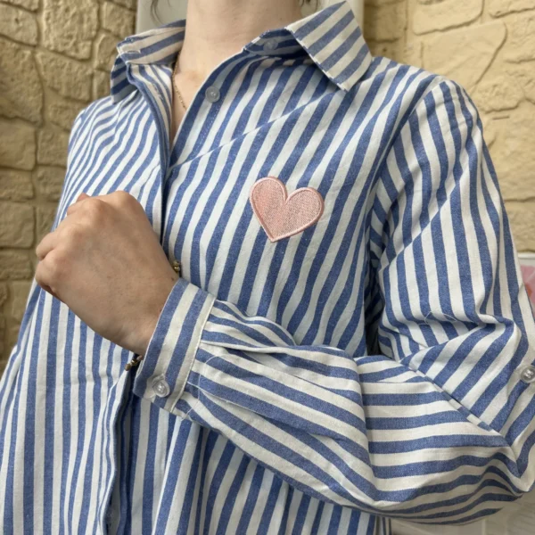 I779 - Chemise rayée (T36-T38) - bleu-indigo - 38