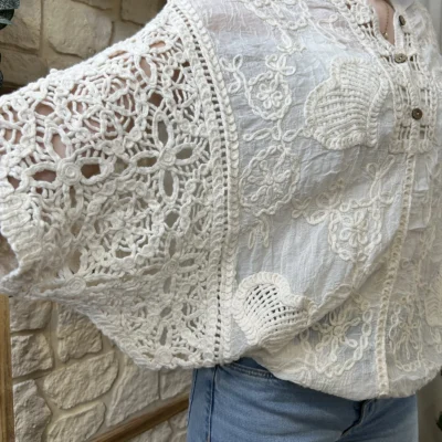 I774 - Blouse Bohême (TU) - beige - taille-unique-grande-taille