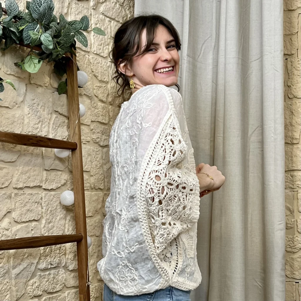 I774 - Blouse Bohême (TU) - beige - taille-unique-grande-taille