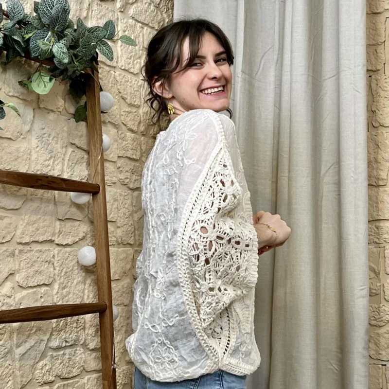 I774 - Blouse Bohème (TU) - beige - taille-unique-grande-taille